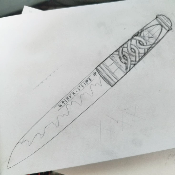 Croquis de couteau type scramasaxe